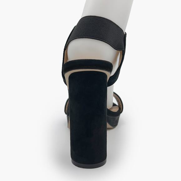 FRANCO SARTO "NOA" Suede Heeled Ankle-Strap Platform Sandals (Black | Size 8.5M) - Picture 8 of 11